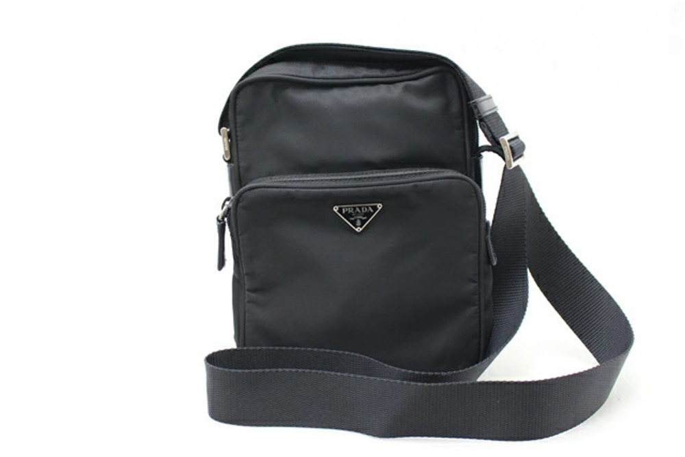 Prada bag shoulder calfskin black